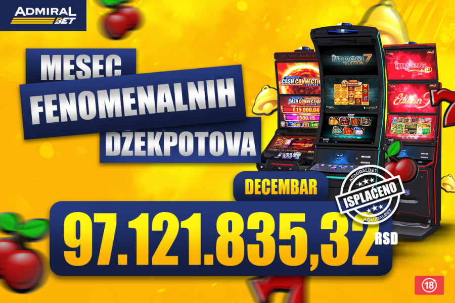 DECEMBAR U ZNAKU DŽEKPOTOVA – ADMIRALBET ISPLATIO SKORO 100 MILIONA